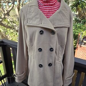 Thread & Supply Classic Tan Double Breasted WinterJacket Pea Coat XL